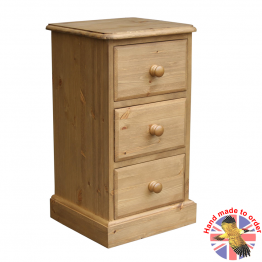 Cottage Pine 3 Drawer Small Bedside Cabinet
